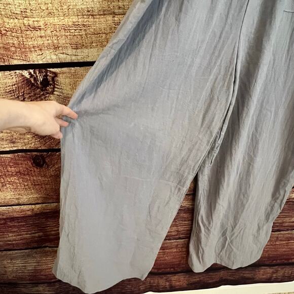 Wide Leg Jumpsuit Romper Women Large XL Flowy Boho Sleeveless Blue Cotton Blend - Picture 3 of 5